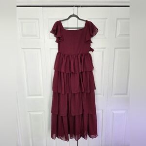 Burgundy Tiered Dress - Youth